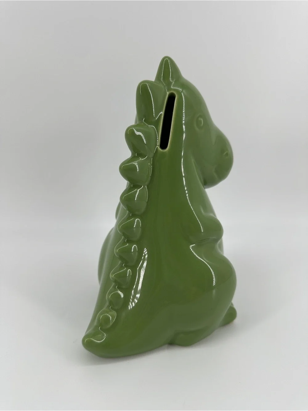 Pottery Barn Kids Ceramic Dinosaur Piggy Bank Green 7.5 Inches 2022 Dino